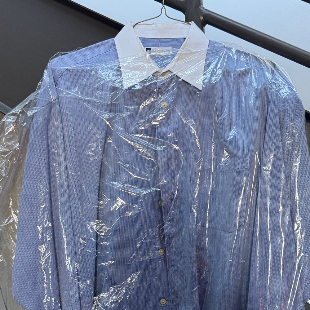 Bachrach White and Blue Patterned Shirt